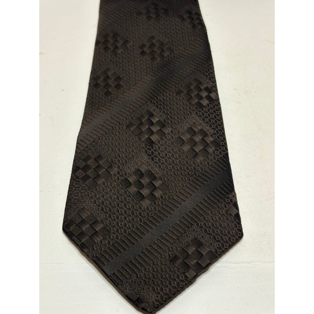 Vintage Austin Reed Mens Necktie Brown Geometric Textured Made In England 3.5"